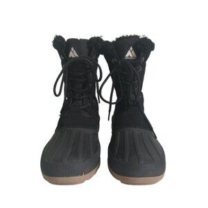 Mishansha Black Knight Faux Fur Lace Up Waterproof Snow Boots Men's Size 11